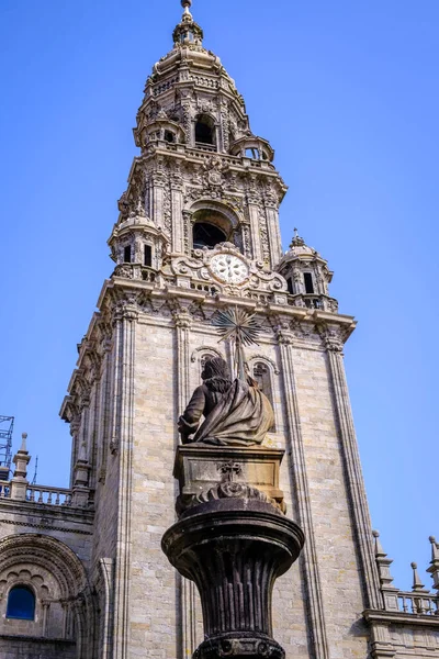 Szczegóły Jednej Bocznych Wież Katedry Santiago Compostela Galicji Hiszpania — Zdjęcie stockowe