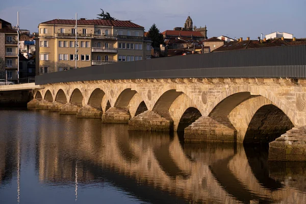 Puente Del Burgo Średniowieczny Most Zbudowany Dawnym Rzymskim Pochodzeniu Który — Zdjęcie stockowe