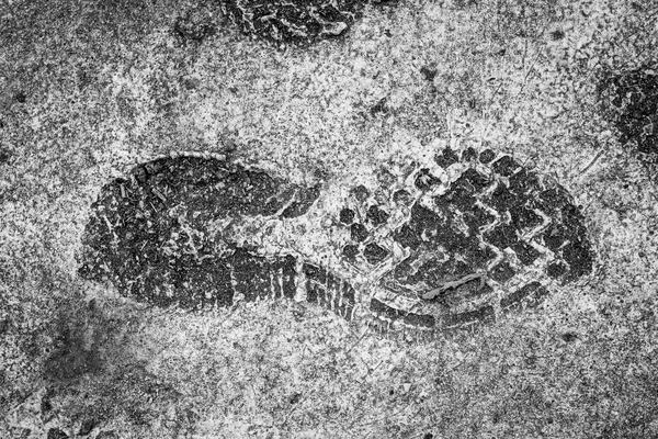 Various Raised Marks Footprints Different Shoes Fresh Concrete — Stockfoto