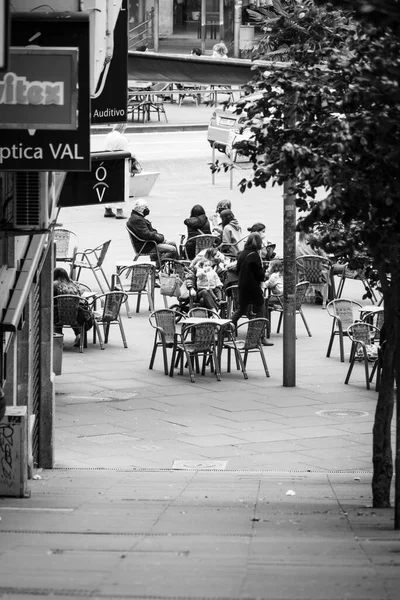 Santiago Compostela Espanha Março 2021 Terraço Uma Cafetaria Com Pessoas — Fotografia de Stock