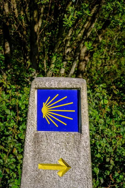 Signposts Camino Santiago Characteristic Symbol Pontevedra Galicia Spain — Stock fotografie