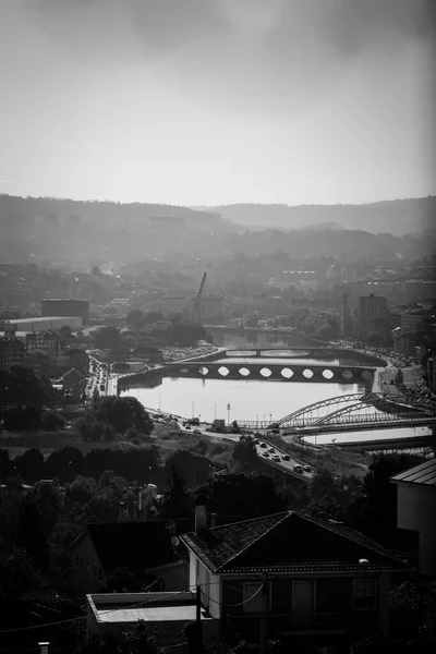 View Lerez River Bridges Cross City Pontevedra Spain — Stockfoto