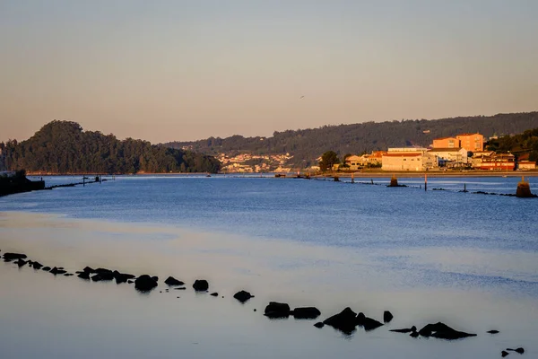 Sunrise Ria Pontevedra Estuary Formed Lerez River Galicia Spain —  Fotos de Stock