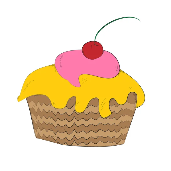 Cupcake avec une cerise sur le dessus — Photo