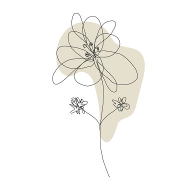 Beyaz arkaplanda izole edilmiş çizgi biçimi çiçek