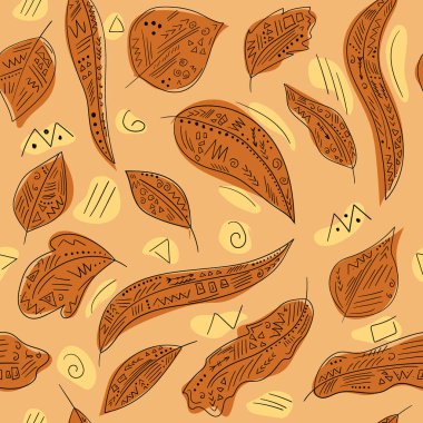 Kusursuz bir arka plan ve geometrik yapraklar. Doğa deseni