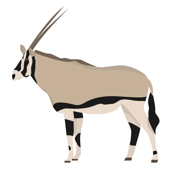 Africano Antílope Oryx Estilo Plano Isolado Fundo Branco —  Vetores de Stock