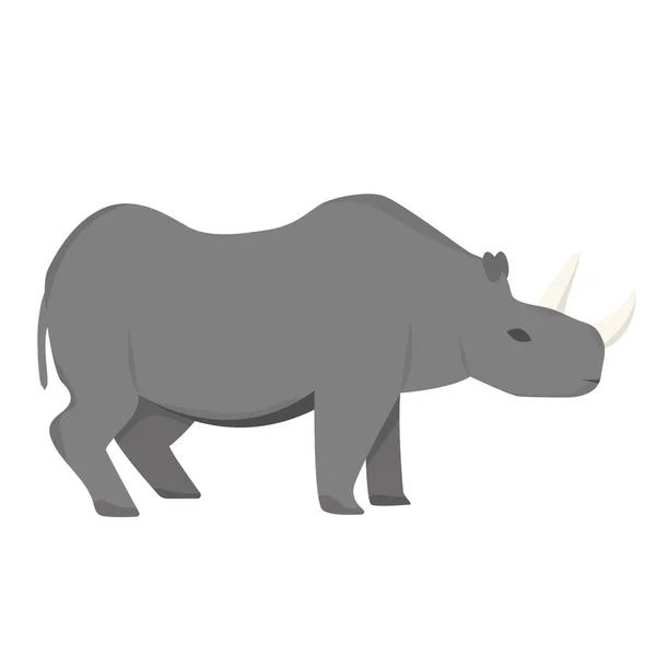 Rinoceronte Africano Estilo Plano Aislado Sobre Fondo Blanco — Vector de stock