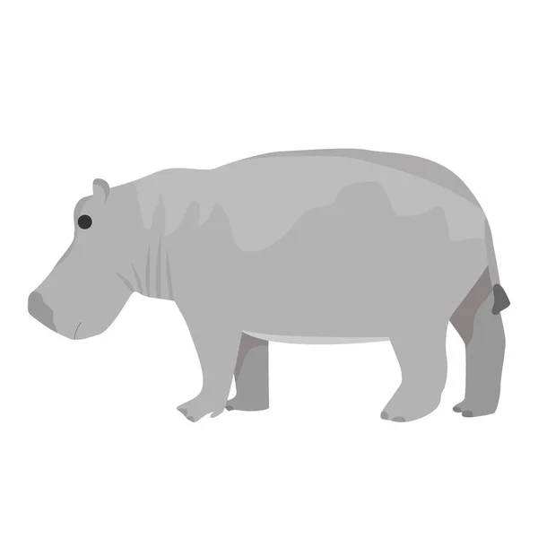 Hipopótamo Africano Estilo Plano Aislado Sobre Fondo Blanco — Vector de stock