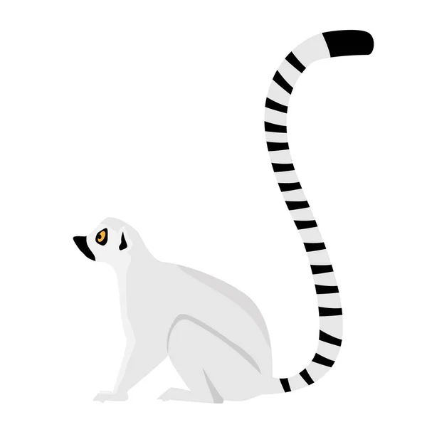 African Lemur Flat Style Isolated White Background — Stock Vector