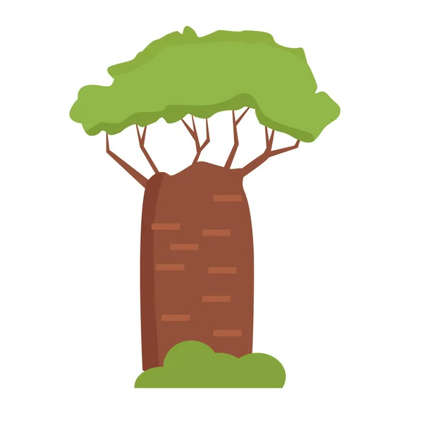 Baobab Africano Estilo Plano Aislado Sobre Fondo Blanco — Vector de stock
