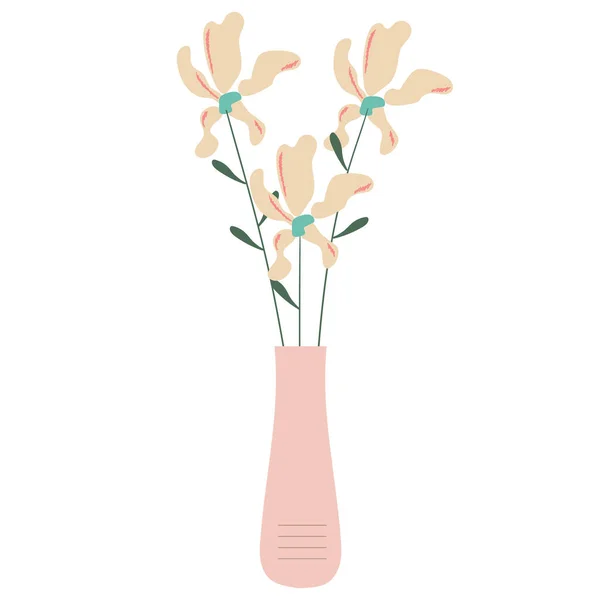 Flores Silvestres Vaso Isolado Sobre Fundo Branco — Vetor de Stock