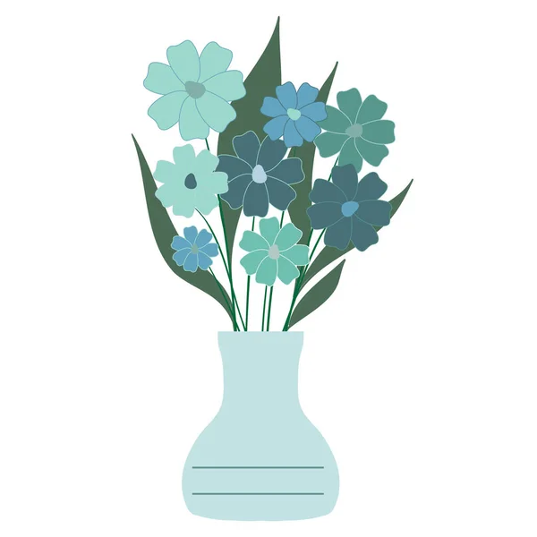 Flores Silvestres Vaso Isolado Sobre Fundo Branco — Vetor de Stock
