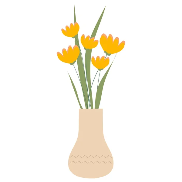 白地に孤立した花瓶の野生の花 — ストックベクタ