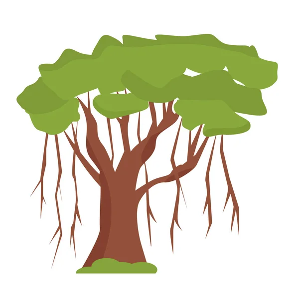 Árbol Banyan Estilo Plano Aislado Sobre Fondo Blanco — Vector de stock