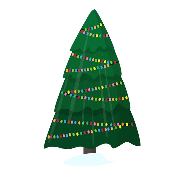 Jul Träd Isolerad Vit Bakgrund — Stock vektor