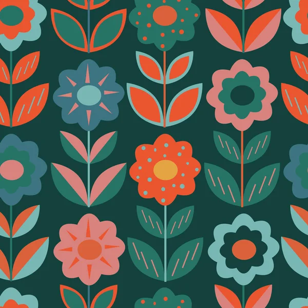 Fundo Sem Costura Com Flores Abstratas Estilo Cartoon — Vetor de Stock