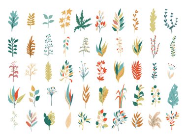 Karalama biçiminde yaprak simgeleri kümesi