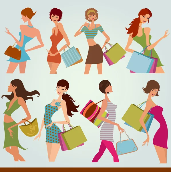 ファッション ショッピング女の子 — ストックベクタ