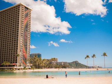 Honolulu, hawaii - 2 Şubat: Görünüm waikiki beach ve daimond baş