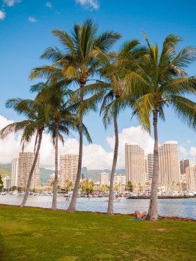 waikiki yat kulübü ile binaların ala moana beach park manzarası