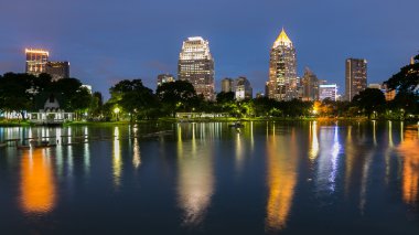 lumpini park, bangkok, Tayland Bangkok gece görünümü.