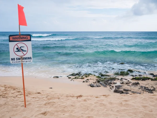 No swimming sign at the beach — Stock Photo, Image