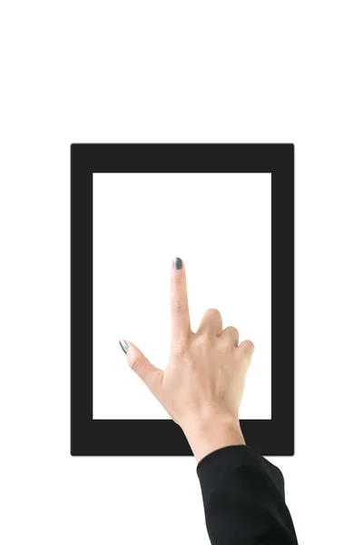 タブレット コンピューターの手.白い背景で隔離. — ストック写真