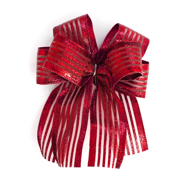 Fiocco regalo in raso rosso. Nastro isolato su bianco — Foto Stock
