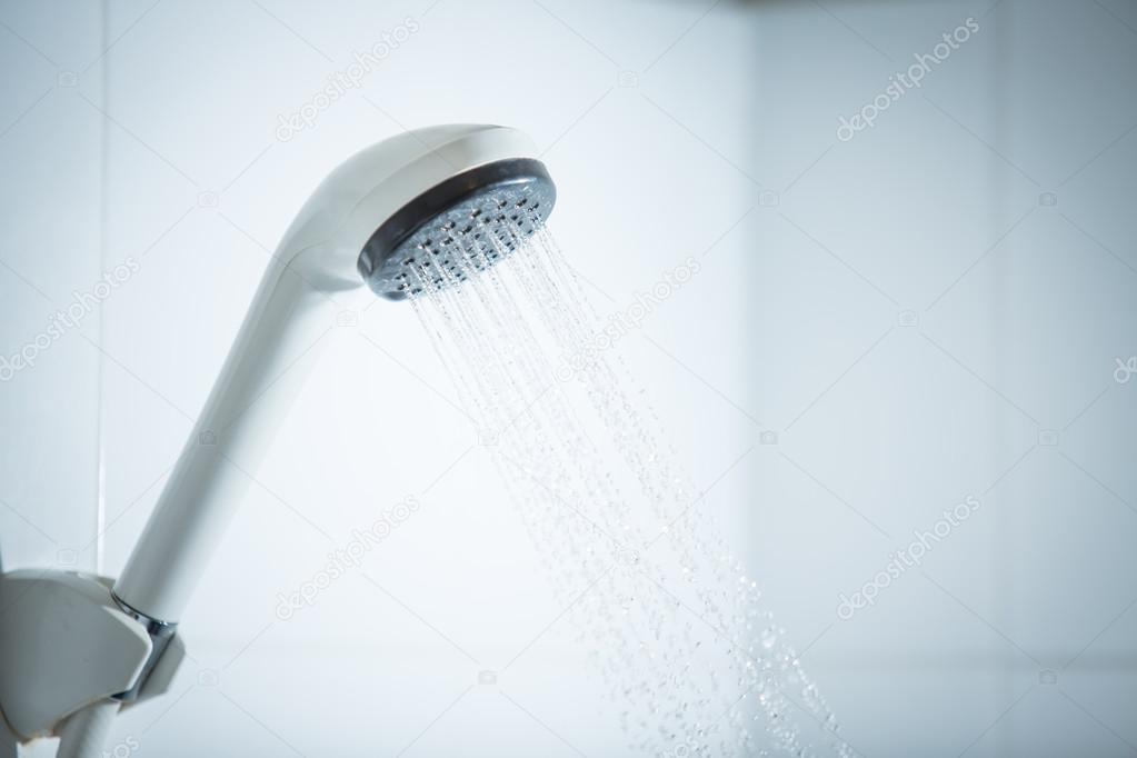 Shower with running water