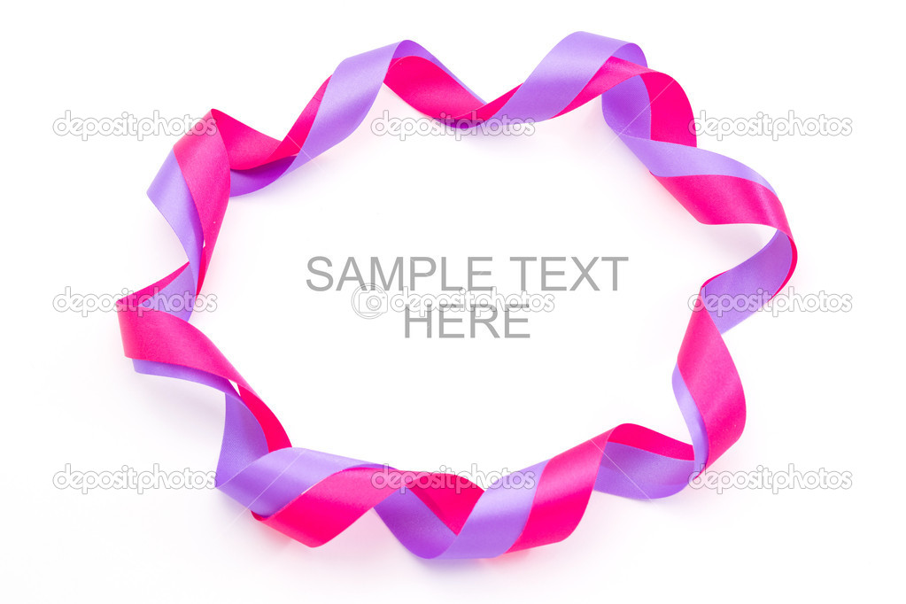 Pink and purple frame gift bow isolated on white background