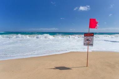 uyarı yok Yüzme işareti, kum plaj, oahu, hawaii