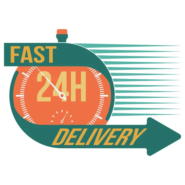 24 hour fast delivery and stop watch symbol, vector format — Stock Vector