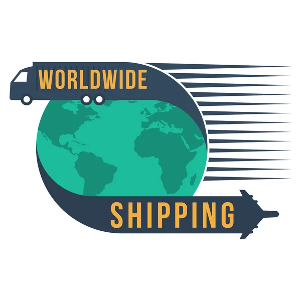 Worldwide shipping with globe icon, vector format : credit NASA — Stock Vector