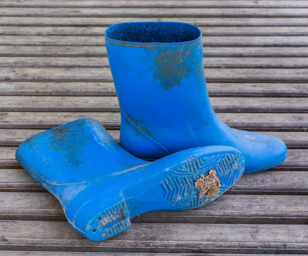 Blue farmer boots — Stock Photo, Image