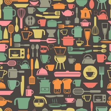 mutfak araçları seamless modeli retro renk, vektör formatında