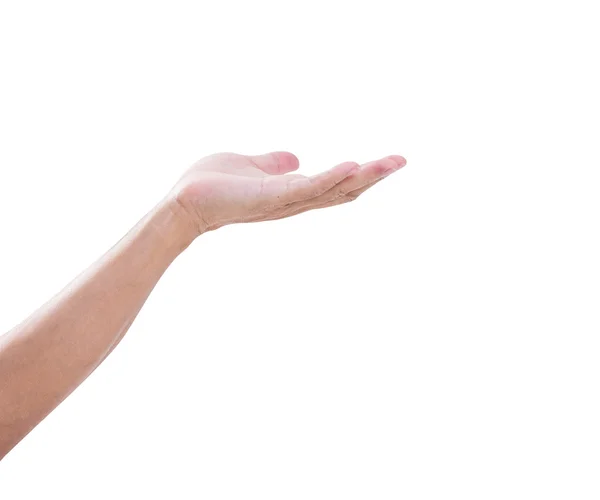 Open palm hand gesture of male hand on white background. clippin — Stock Photo, Image