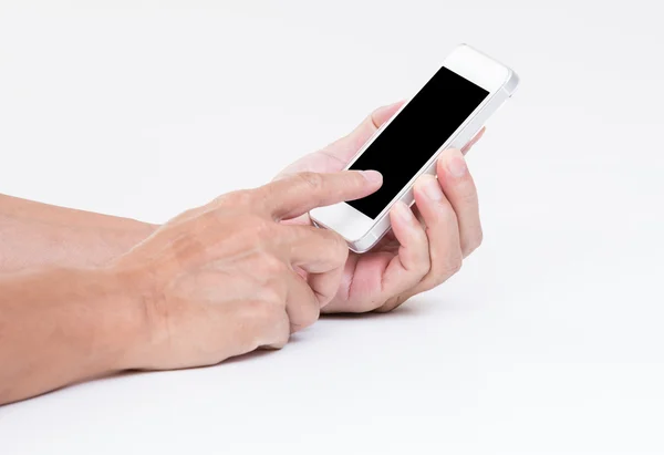 Muž ruce pomocí smartphonu — Stock fotografie
