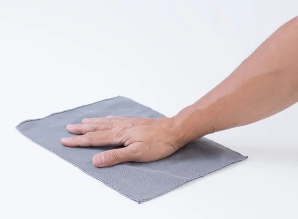 Man hand met doek reinigen van de vloer — Stockfoto