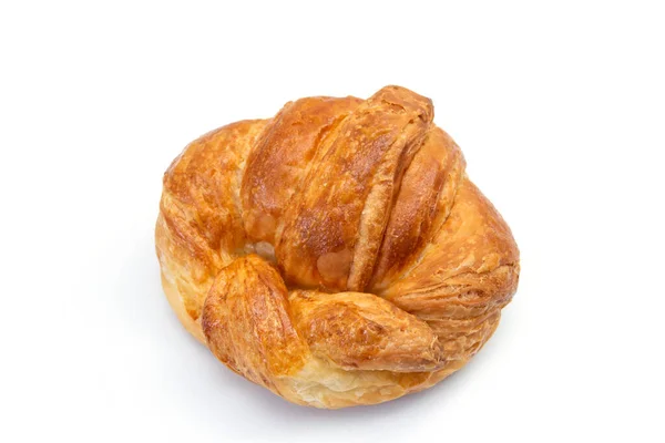 Närbild Bild Croissant Vit Bakgrund — Stockfoto