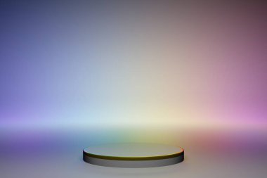 Üç boyutlu canlandırma, soyut podyum sahne arkaplanı. Ürün sunumu, modelleme, kozmetik ürünü, sahne kaidesi veya platformu göster