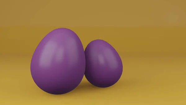 Rendering Easter Egg Yellow Background — Stock Photo, Image