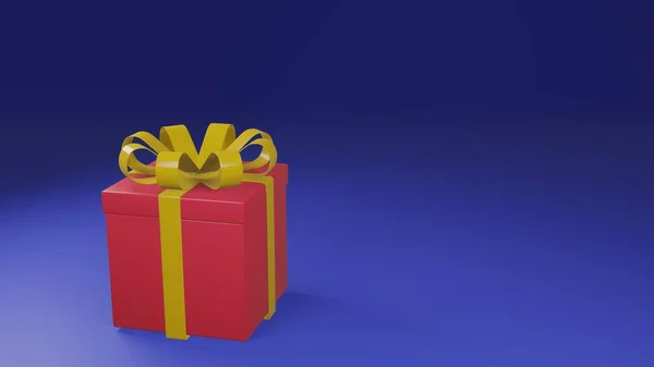 Rendering Rosa Geschenkbox Auf Blauem Hintergrund — Stockfoto