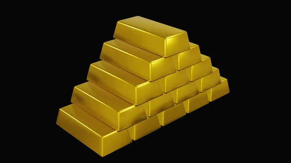 Rendering Fine Gold Bar Black Background — Stock Photo, Image