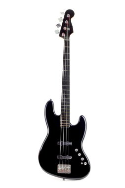 Beyaz arka plan üzerinde izole elektrik bas gitar