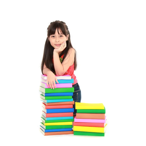 Student little asian girl reading the book — Stock Photo, Image