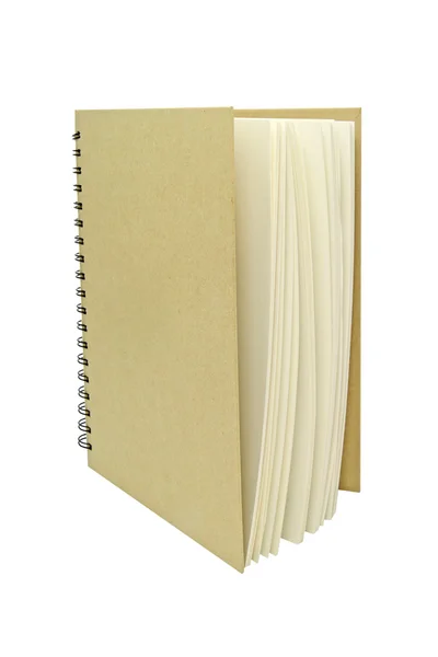 Ανακύκλωσης καφέ σημειωματάριο κάθετη απομονωμένες λευκό φόντο — Φωτογραφία Αρχείου