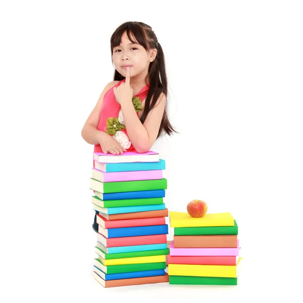 Student little asian girl reading the book — Stock Photo, Image