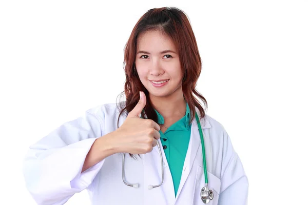 Mujer médico aislado fondo blanco — Foto de Stock