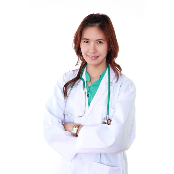 Woman doctor isolated white background — Stock Photo, Image